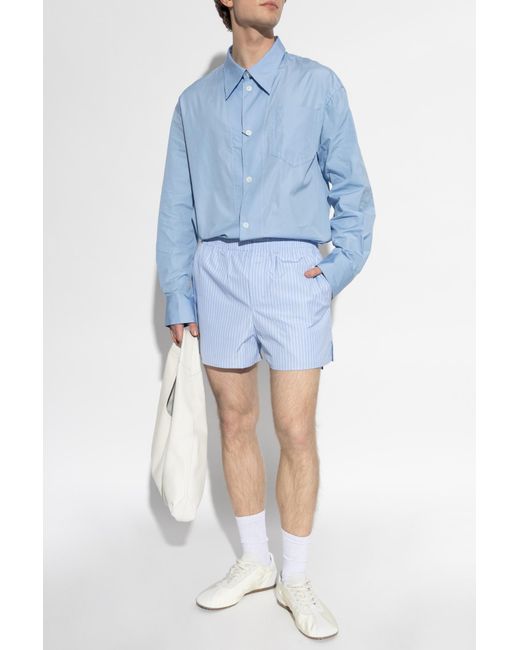 AMI Blue Ribbed Shorts for men