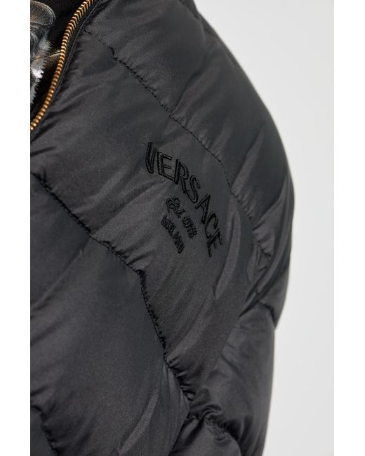 Versace Black Puffer Jacket With Stand-Up Collar for men