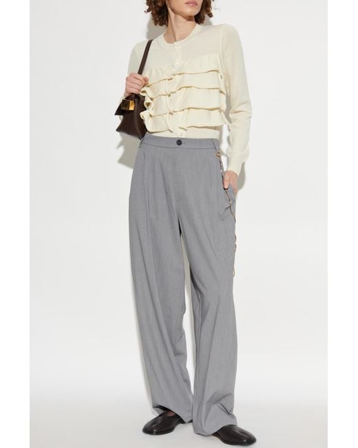 CDG by Comme des Garcons Gray Cardigan With Ruffles