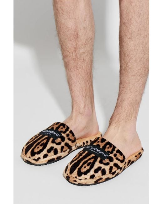 Dolce & Gabbana Brown Slides With Logo for men