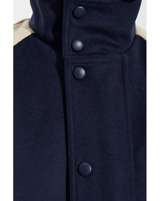 Balmain Blue Wool Bomber Jacket for men