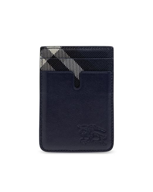 Burberry Blue Leather Card Holder With Logo for men