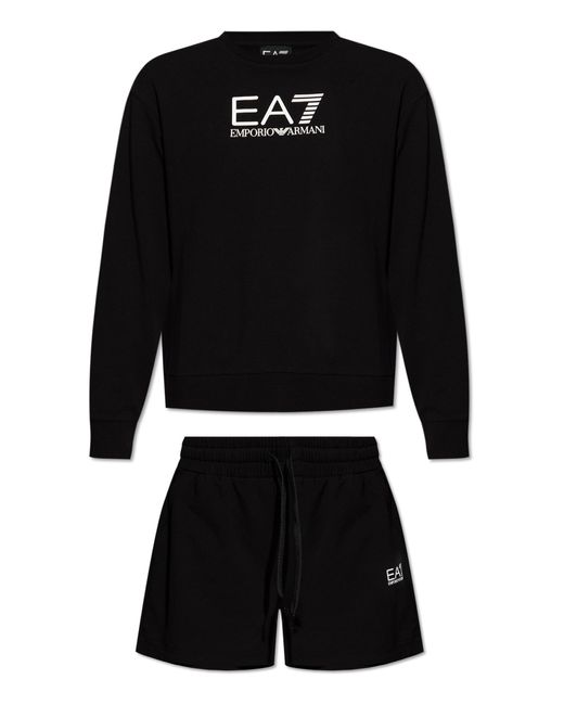 EA7 Black Sweatshirt & Shorts Set,