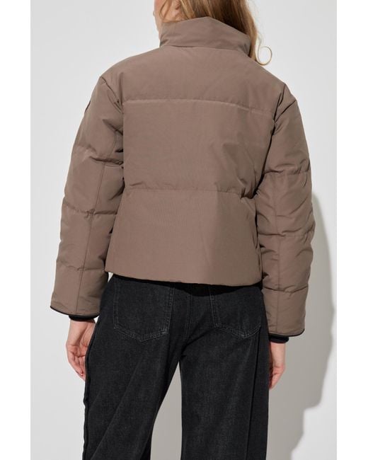 Canada Goose Brown Down Jacket With Logo Patch