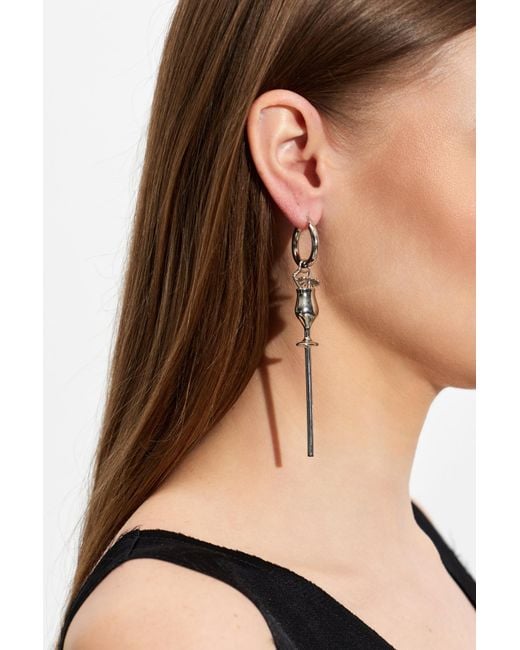 MM6 by Maison Margiela Metallic Single Earring With Pendant