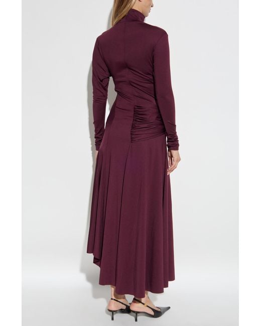 Victoria Beckham Purple Dress With A Stand-Up Collar