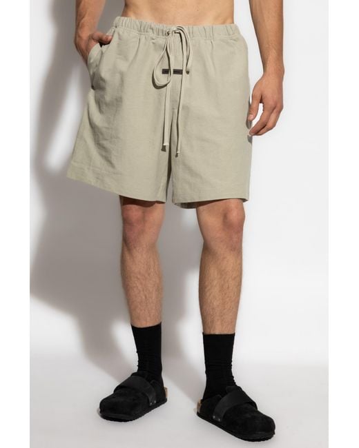 Fear Of God White Cotton Shorts With Logo Patch for men