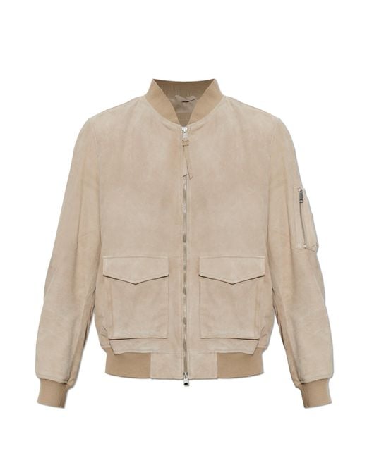 AllSaints Natural 'Rokko' Suede Bomber Jacket for men