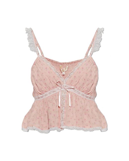LoveShackFancy Pink Short Top 'Nicoleta'