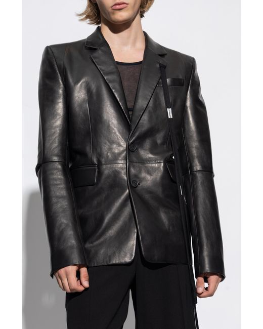 Ann Demeulemeester Black 'nathan' Leather Blazer for men