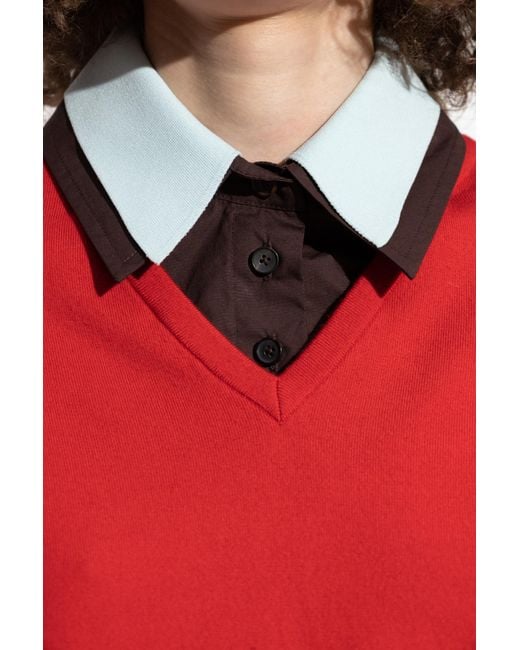 Tory Burch Red Wool Sweater