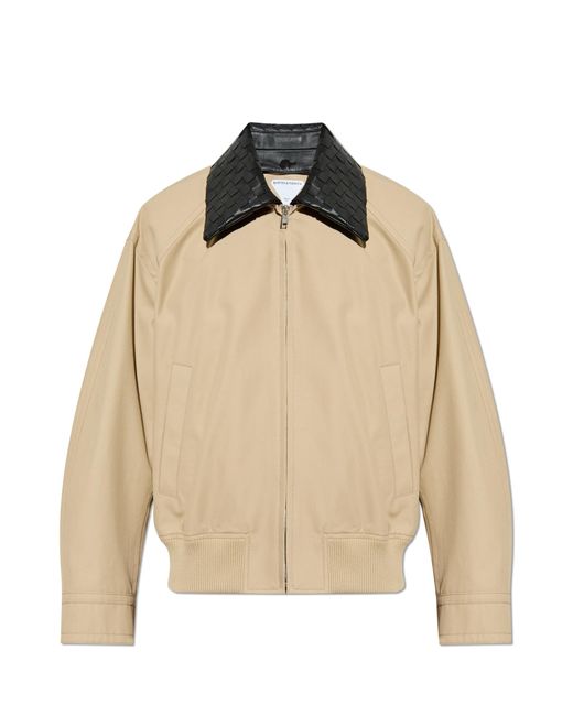 Bottega Veneta Jacket With Leather Collar in Natural for Men