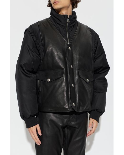 Versace Black Down Jacket With Mixed Materials for men