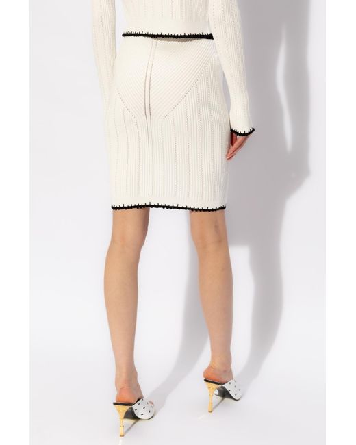 Balmain White Striped Skirt