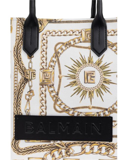Balmain White "B-Army Medium" Shopper Bag