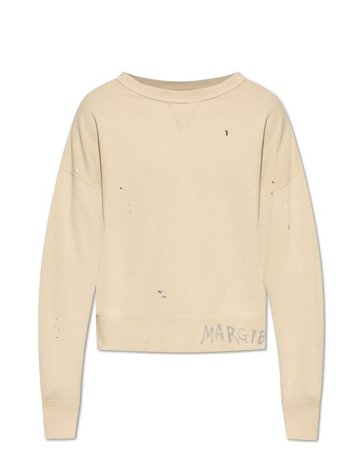 Maison Margiela Natural Sweatshirt With Paint Splatter Effect for men