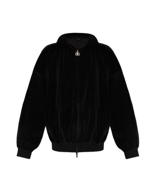 Balenciaga Velour Sweatshirt With Logo in Black | Lyst