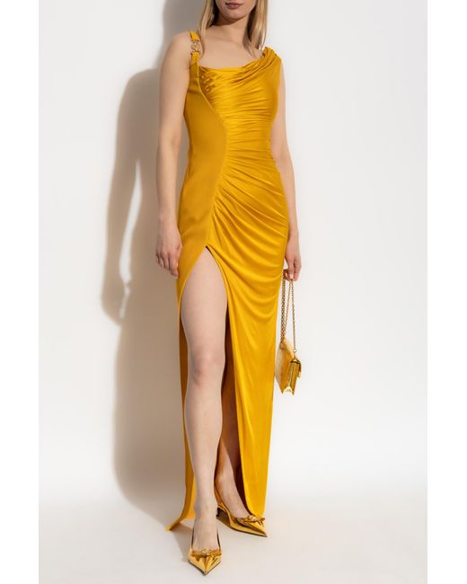 Versace Metallic Draped Dress