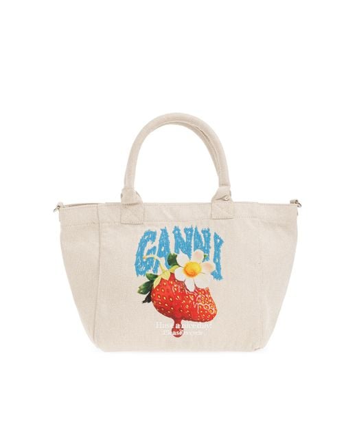 Ganni Natural Bag With A Colorful Pattern