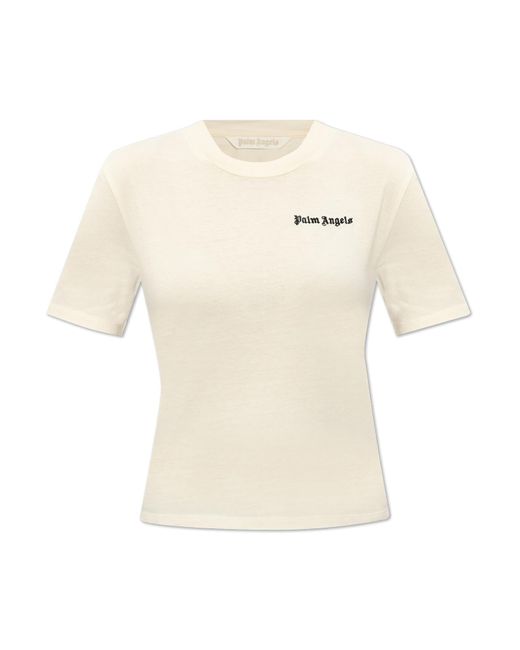 Palm Angels Natural T-shirt With Logo,