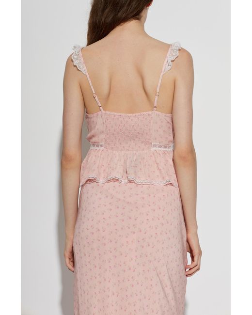 LoveShackFancy Pink Short Top 'Nicoleta'