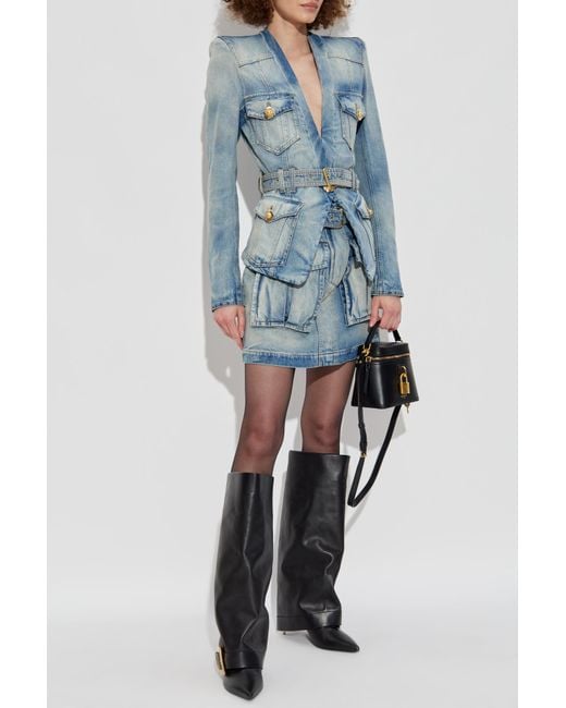 Balmain Blue Denim Skirt