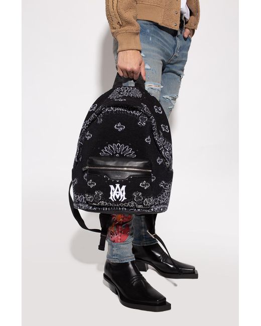 Amiri Black Backpack With 'bandana' Pattern for men