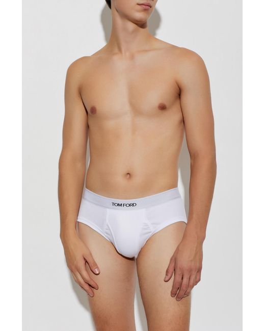 Tom Ford White Two-Pack Of Cotton Briefs With Logo for men
