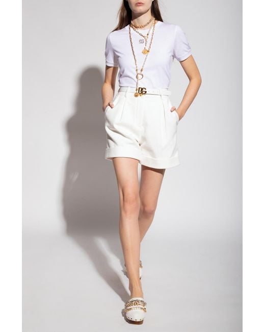 Dolce & Gabbana White T-Shirt With Logo Appliqué