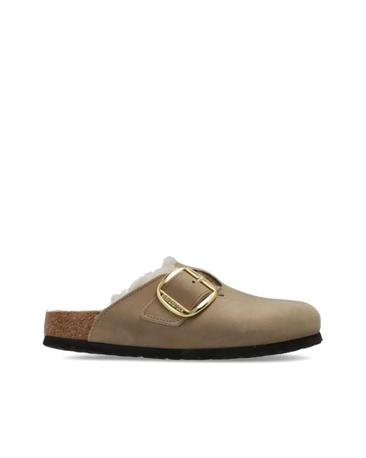 Birkenstock Brown 'Boston Big Buckle Shearling' Clogs