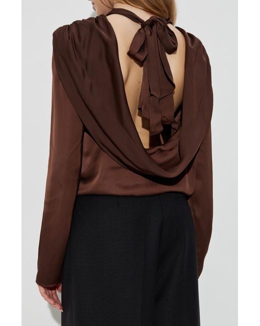 ROTATE BIRGER CHRISTENSEN Brown Top With Tie