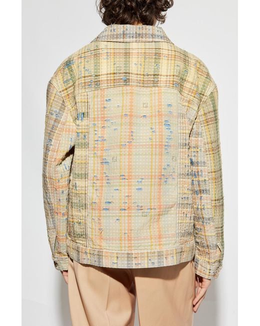 Fendi Natural Jacket With Distressed Effect for men