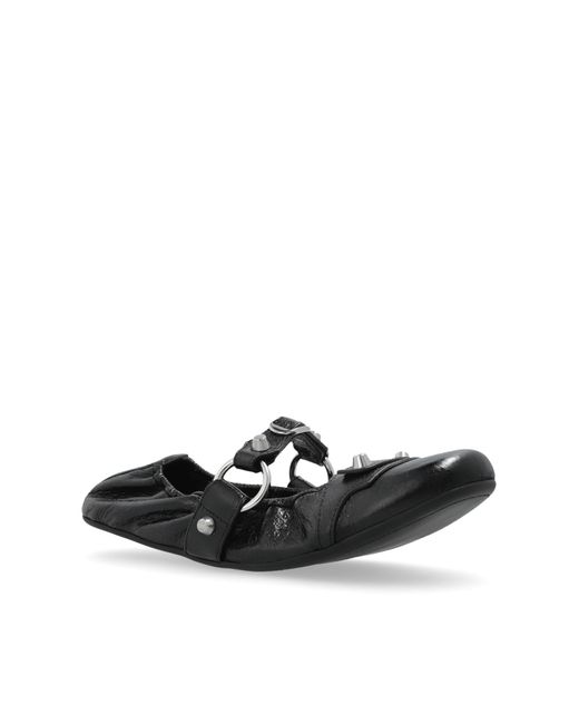 バレエシューズ BALENCIAGA BLACK LEATHER CITY BALLERINAS Women's City Ballerina in Black/silver | Balenciaga US
