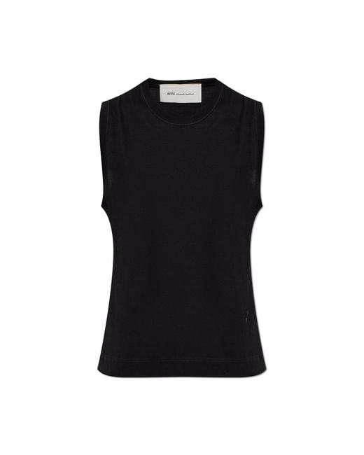 AMI Black Top With Embroidered Logo
