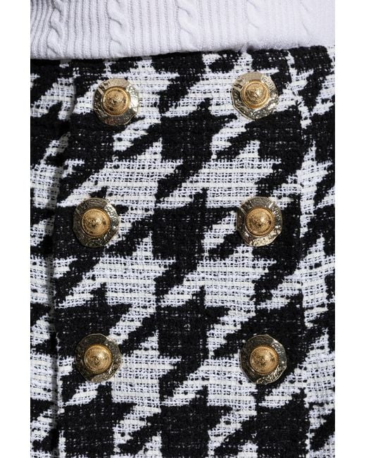 Balmain Black Skirt With Houndstooth Pattern