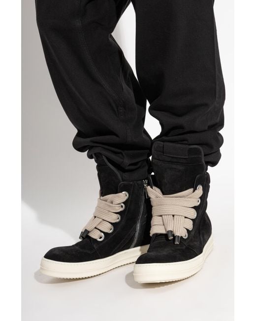 Rick Owens Black High-Top Sneakers 'Jumbolace Geobasket' for men