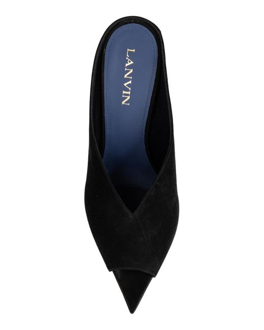 Lanvin Black Suede Heeled Mules