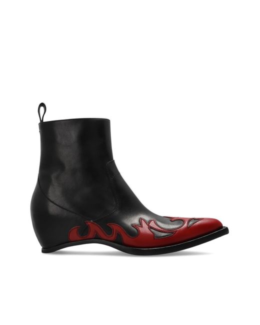 Maison Margiela Black Leather Wedge Ankle Boots for men