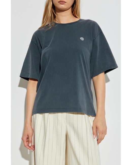 Anine Bing Blue T-Shirt 'Rudy'