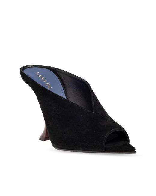 Lanvin Black Suede Heeled Mules