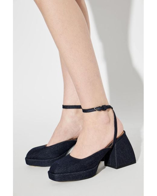 NODALETO White Denim Platform Shoes