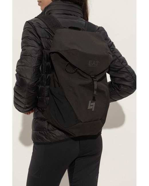 EA7 Black Backpack With Logo