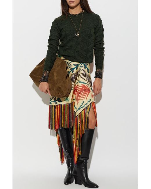 Etro Multicolor Silk Skirt With Fringes