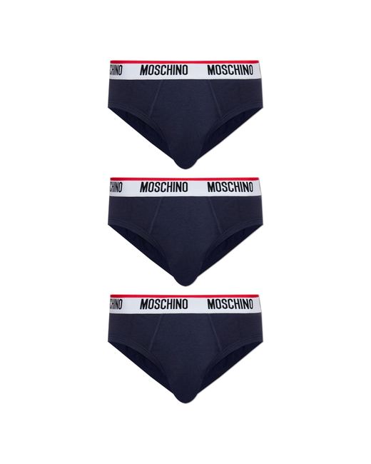Moschino Blue Three-Pack Of Cotton Briefs for men