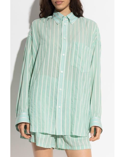 Balenciaga Green Shirt With Stripe Pattern