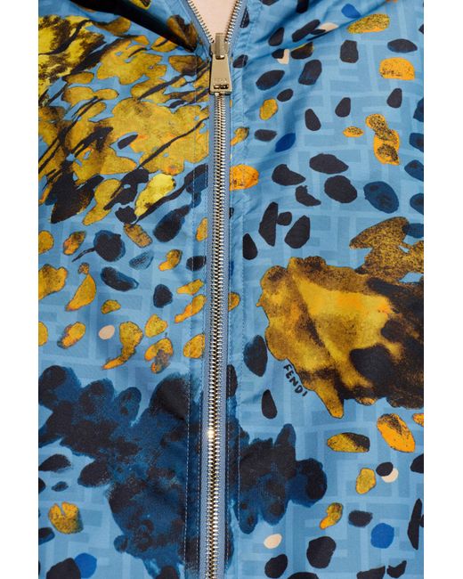 Fendi Blue Reversible Hooded Jacket