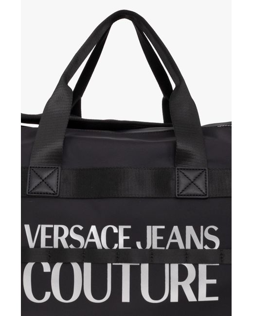 Versace Unisex Black & White Logo Tote Shoulder Handbag Bag