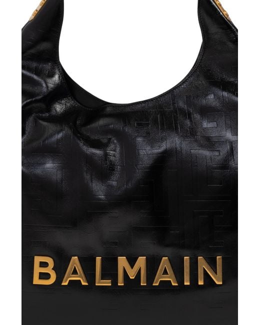 Balmain Black '1945 Soft' Hobo Bag