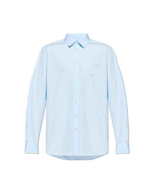 Moschino Blue Shirt With Embroidery for men