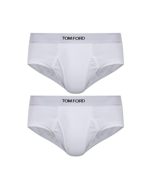 Tom Ford White Two-Pack Of Cotton Briefs With Logo for men